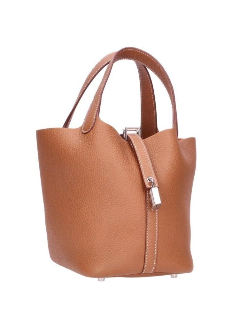 Hermes Picotin Lock PM Silver Taurillon Clemence Gold Handbag PM